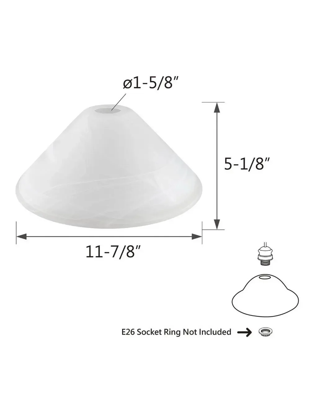 Aspen Creative 25302-64-1, Alabaster Glass Shade for Medium Base Socket NEW